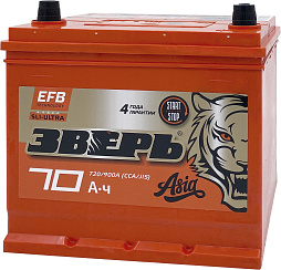 АКБ ЗВЕРЬ Asia EFB 6ст-70 (о.п.) 720А 232*175*225