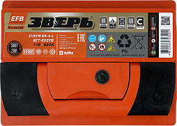 АКБ ЗВЕРЬ EFB 6ст-65 (п.п.) 680А 242*175*190