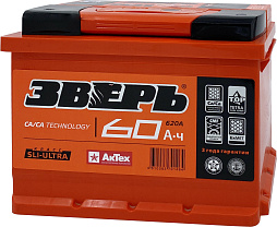 АКБ ЗВЕРЬ 6ст-60 (п.п.) 620А 242*175*190